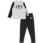 Fortnite Flossing Emotes Lange pyjama's set, Kinderen, 128-182, Schwarz/Weiß Heather Grey, Officiële Koopwaar