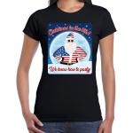 Zwarte T-shirts  voor een Kerstmis met motief van USA voor Dames 