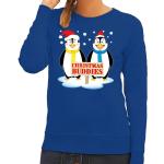 Blauwe Polyester Sweatshirts  voor een Kerstmis  in maat XS met motief van Pinguin voor Dames 