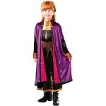 Rubies Anna Deluxe Frozen 2 kostuum voor meisjes, luxe jurk van satijn, paars, zwart, koper en goud, met glitterdetails