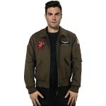 Funhoo Heren Bomberjack met Patches Tom Cruise Pilot US Flying Aviator Maverick katoenen jas, legergroen, S