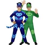 Funidelia | Catboy and Gekko omkeerbaar kostuum - PJ Masks voor jongens Tekenfilms - Kostuum voor Kinderen, Accessoire verkleedkleding voor Halloween, carnaval & feesten - Maat 3-4 jaar - Blauw