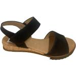 Zwarte Suede Ademend Gabor Sleehak sandalen Sleehakken met Klittenbandsluitingen voor Dames 