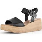 Zwarte Gabor Sleehak sandalen  voor de Zomer Sleehakken  in maat 37 met Hakhoogte 5cm tot 7cm met Klittenbandsluitingen voor Dames 