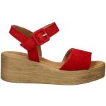 Rode Leren Gabor Sleehak sandalen Sleehakken  in maat 38,5 met Hakhoogte 5cm tot 7cm met Gespsluiting voor Dames 