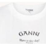 Ganni T-shirt van biologisch katoen met logoprint - Wit