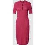 Roze Polyester Gebreide Trui-jurken Knielang in de Sale voor Dames 
