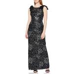 Zwarte Stretch Bloemen Pailletten jurken V-hals  in maat L Maxi met Strikken voor Dames 