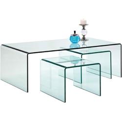 Glazen salontafel set 3-delig 90x50cm Kare Design Clear Club