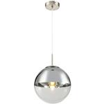 Globo hanglamp VARUS nikkel mat, glas transparant chroom