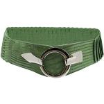 Gloop Tailleriem voor dames, elastische riem, 6 cm brede heupriem, zilveren ring, groen 18905a14