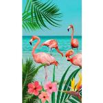 Multicolored Good Morning Strandlakens  in 100x180 met motief van Flamingo 1 stuk 