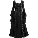 Retro Zwarte Tulen Party jurken  voor een Bruiloft  in Grote Maten  in maat 3XL met Lange mouwen Maxi met motief van Halloween voor Dames 