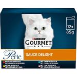 Gourmet Perle Sauce Delight Kattenvoer, Natvoer met Rund, Tonijn of Kip in Saus, 12 x 85g - doos van 4 (48 portiezakjes; 4,08kg)