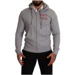 Gray Full Zip Hooded Cotton Sweatshirt Sweater Hackett , Gray , Heren