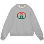 Grijze Melange Katoenen Pullover met Logo Print Gucci , Gray , Heren