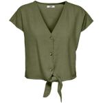 Groene Viscose Jacqueline de Yong Effen T-shirts  voor de Zomer V-hals  in maat M in de Sale voor Dames 