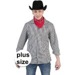 Cowboy Zwarte Polyester Geblokte Geruite overhemden  in Grote Maten voor Heren 