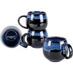 Blauwe Keramieken Antiek look Koffiekopjes & koffiemokken Rond met motief van Koffie 4 stuks voor 4 personen 