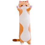 GZWY Kattenkussen, schattig, lang, pluche, speelgoed van pluche, super zacht, kat, slaaphulp, pluche, Kawaii, voor kinderen (bruin, 70 cm)