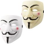 Halloween Anonymous Masker, 2pcs V for Vendetta Masker Guy Fawkes Masker, Hacker Masker voor Volwassenen Kinderen, UNOLIGA Scary Purge Masker voor Carnaval Kostuumaccessoires Cosplay (Wit, Beige)