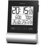 Hama Black Line Digitale wekker (digitale wekker met speed-alarm, 2 wektijden en sluimerfunctie, weergave voor datum, binnentemperatuur en luchtvochtigheid, incl. batterijen) zwart