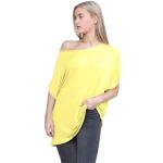 Casual Gele Viscose Ademende T-shirts  voor de Lente Off-shoulder halslijn  in maat XXL voor Dames 