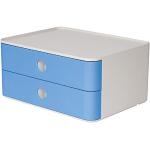 HAN Ladebox Allison SMART-BOX met 2 laden en scheidingswand, kabelgeleiding, stapelbaar, gereedschapskist voor kantoor, keuken, meubelvriendelijke rubberen voeten, 1120-84, hoogglans hemelsblauw