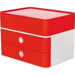 HAN Ladebox Allison SMART-BOX plus met 2 laden, scheidingswand en gebruiksvoorwerpenbox, incl. kabelgeleiding, stapelbaar, bureau, meubelvriendelijke rubberen voeten, 1100-17, hoogglans cherry red