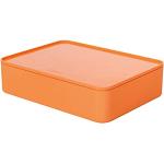 HAN Ladebox Allison SMART-ORGANIZER gebruiksvoorwerpenbox met binnenschaal en deksel/dienblad, stapelbaar, bureau, badkamer, keuken, meubelvriendelijke rubberen voeten, 110-81, abrikoos oranje