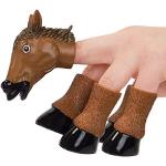 Bruine Handpoppen met motief van Paarden 