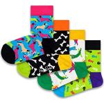 Happy Socks Cats & Dogs Gift Box, Kleurrijke en Leuke, Sokken voor kinderen, Geel-Zwart-Blauw 4 paar (0-12M)