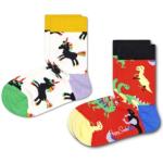 Happy Socks Kids Dinosaur Sock, Kleurrijke en Leuke, Sokken voor kinderen, Rood 2 paar (0-12M)