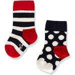 Happy Socks Stripe, Kleurrijke en Leuke, Sokken voor kinderen, Blauw-Rood-Wit 2 paar (0-12M)