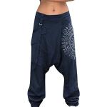 Streetwear Donkerblauwe Linnen Stretch Aladdin Ademende waterdichte Geblokte Yoga pants  in maat XL voor Heren 