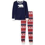 Hatley Fair Isle Bear & Moose Familie Pyjama Set, Kid's lange mouwen Appliqué Pyjama Set - Navy Bear Fair Isle, 4 jaar
