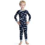 Hatley Organic Cotton pyjama met lange mouwen, bedrukte pyjama voor jongens, Shark Frenzy, 7 Jaar