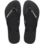 Zwarte Rubberen Havaianas Brasil Platte sandalen  voor de Zomer  in maat 37 met Hakhoogte tot 3cm Sustainable voor Dames 