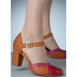 Hedwig Mary Jane Pumps in Scarlet and Orange