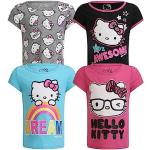 Hello Kitty Meisjes 4-pack T-shirt voor peuters, kleine en grote kinderen - roze/blauw/grijs/zwart, Meerkleurig, 6XL