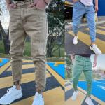 Casual Kaki Handwas Slimfit jeans  voor de Lente  in maat 3XL Geripte voor Heren 