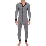Heren Nachthemd Lange Mouw Strepen Volwassen Onesie Pajamas Comfortabel Zacht Slaaphemd Slaapkleding Mannelijke Nachthemd (S,gray)