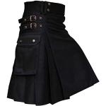Retro Zwarte Linnen Hoge taille broeken  voor de Winter  in maat XL met Sequins voor Heren 