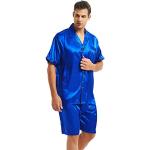 Blauwe Zijden Herenpyjama's  in maat XL 