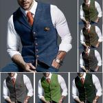 Retro Kaki Tweed Visgraat Gilets  in maat 3XL voor Heren 