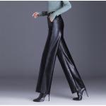 Zwarte Imitatie leren Hoge taille broeken  voor de Winter  in maat 3XL voor Dames 