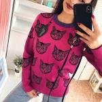 Casual Roze Acryl All over print Oversized sweaters  voor de Herfst  in maat XL met motief van Katten voor Dames 