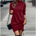 Casual Rode Polyester Mini jurken  voor de Lente  in maat 3XL met Lange mouwen Mini voor Dames 
