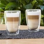Transparante Glazen dubbelwandige Koffiekopjes & koffiemokken met motief van Koffie 2 stuks 