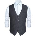 Klassieke Grijze Tweed Visgraat Gilets  voor een Bruiloft  in maat 3XL voor Heren 